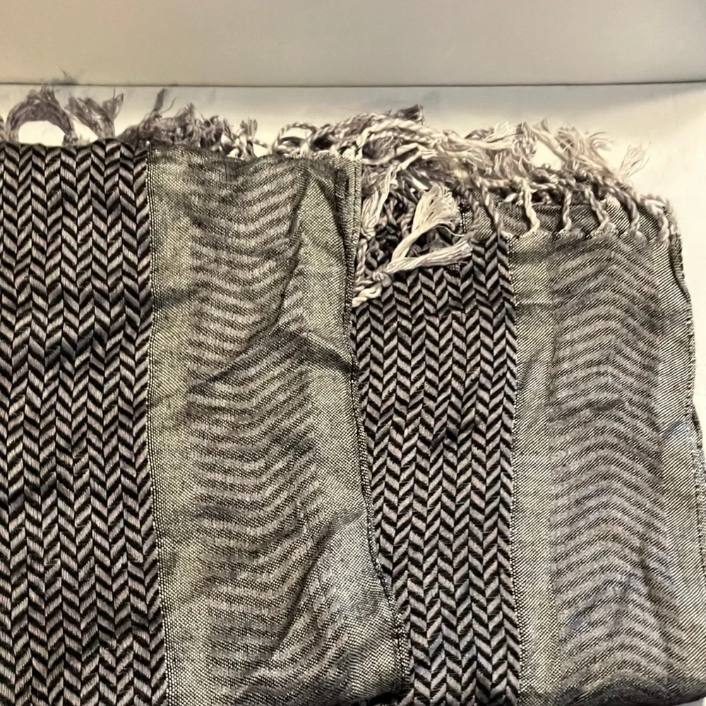 Black and Silver Chevron Patterned‎ Scarf